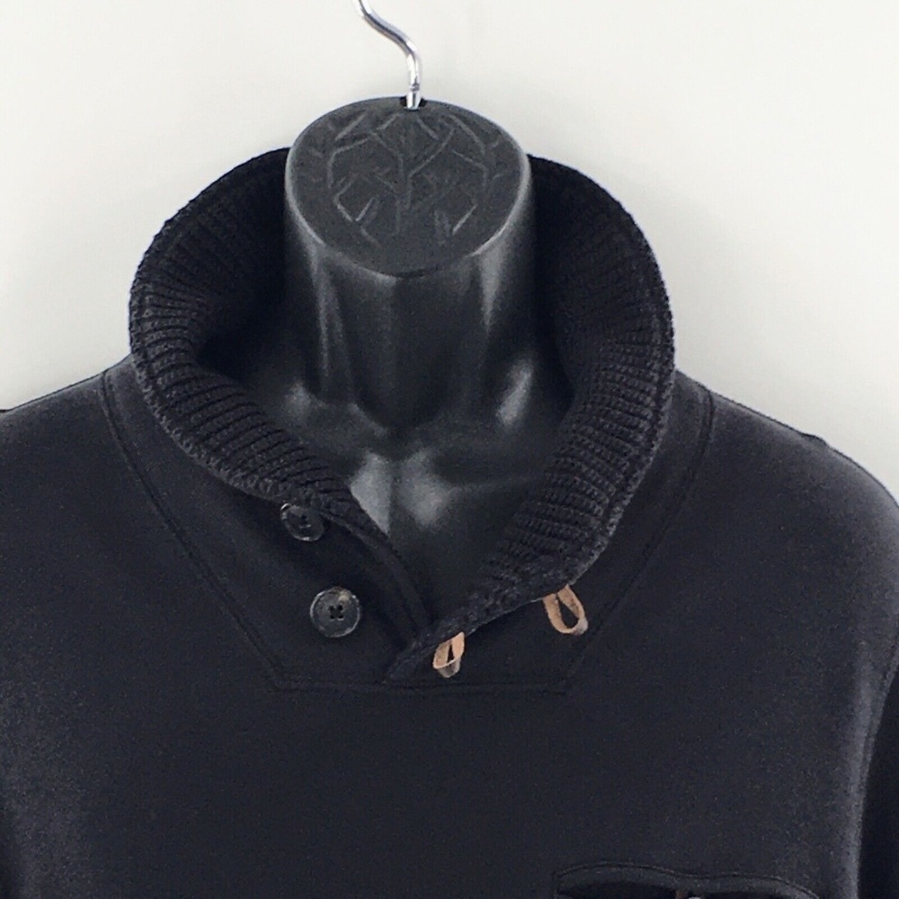 Billy Reid Mens Shawl Neck Pullover Black Cotton Jersey Sweatshirt Knit Sz M - Picture 4 of 14